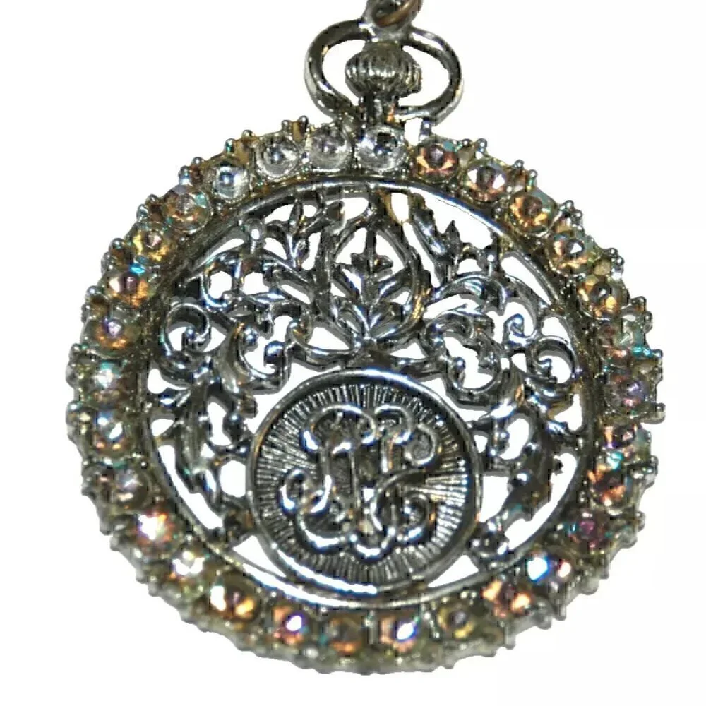 Vintage Gold Tone Turquoise Cluster Brooch Pendant Necklace – Statement Jewelry